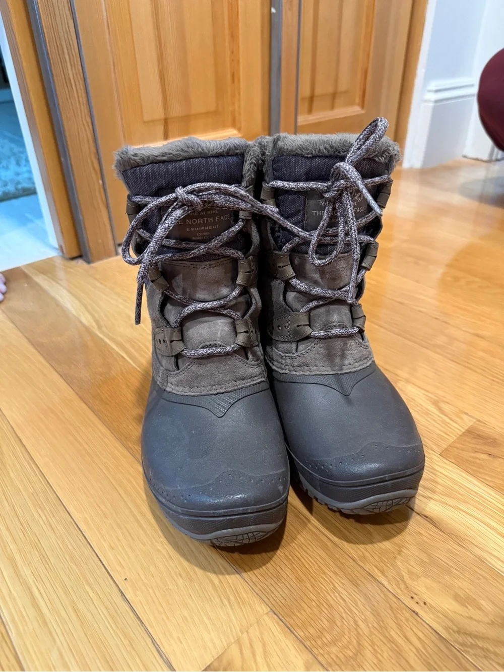 The North Face Women's Gray Quilted Faux-Fur Winter Boots